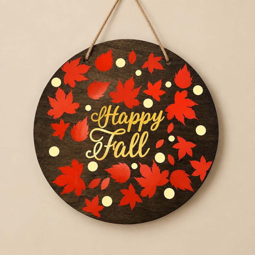 Creations by Loren | Happy Fall Door Hanger 12" Round Sign
